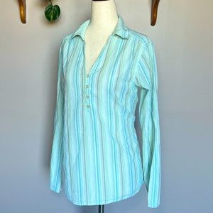 Eddie Bauer Lightweight Aqua Blue Green Light Blue Baby Blue Button Down Shirt